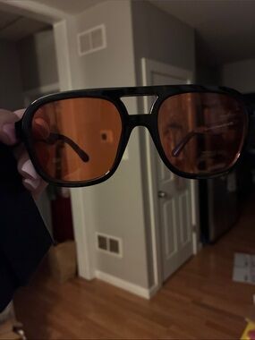 Black Aire  Frame Sunglasses with Amber Lenses